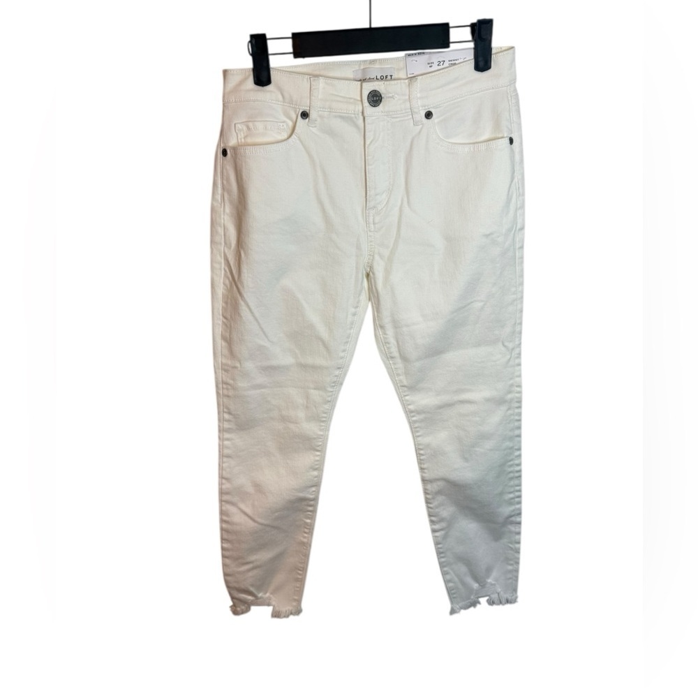 Nwt Loft White Distressed Skinny Crop Jeans